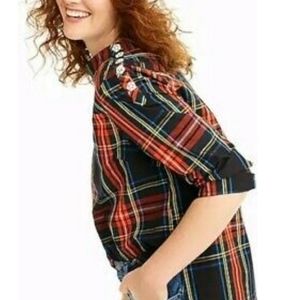 J. Crew plaid holiday blouse, size 16 tall